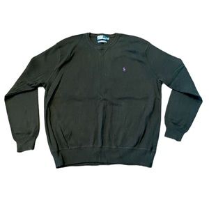 Authentic!! Ralph Lauren XL Black Sweater with Purple Logo